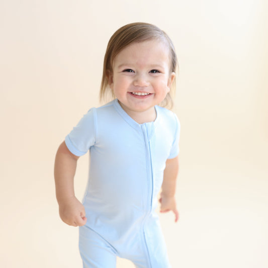 Zipper Shortall Romper in Breeze