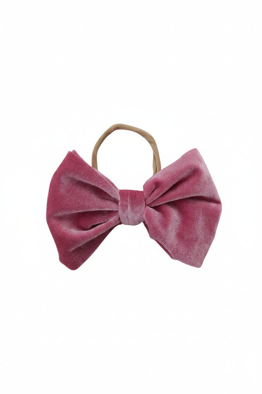 Velvet Bow Headband - Rosy Pink